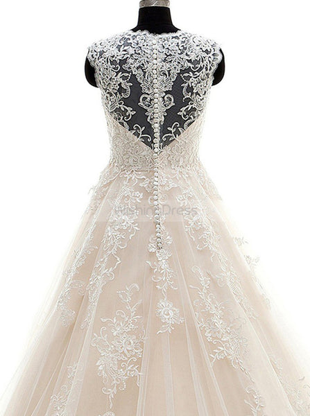 A-line Wedding Dress,Lace Wedding Dress,Charming Bridal Dress,Sexy V Neck Bridal Dress,WD00002
