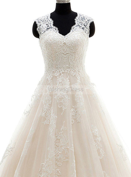 A-line Wedding Dress,Lace Wedding Dress,Charming Bridal Dress,Sexy V Neck Bridal Dress,WD00002