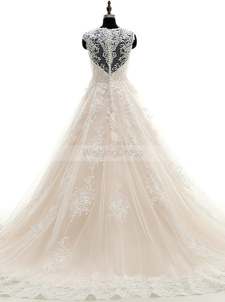 A-line Wedding Dress,Lace Wedding Dress,Charming Bridal Dress,Sexy V Neck Bridal Dress,WD00002