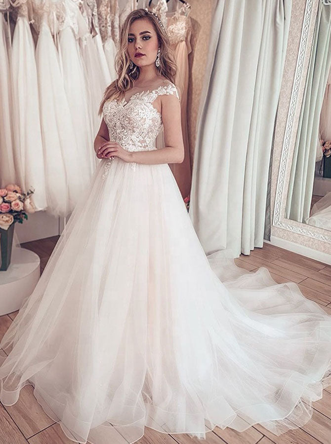 A-line Wedding Dress Plus Size,Classic Wedding Dress,WD00635 US6 / Ivory