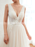 A-line Wedding Dress Tulle,Open Back Wedding Dress,WD00480