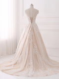 A-line Wedding Dresses,Lace Wedding Dress,Elegant Bridal Gown,Strapless Wedding Gown,WD00063