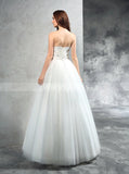 A-line Wedding Dresses,Tulle Wedding Dress,Floor Length Bridal Gown,WD00288