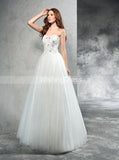 A-line Wedding Dresses,Tulle Wedding Dress,Floor Length Bridal Gown,WD00288