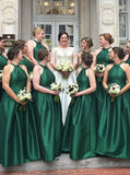 Aline Dark Green Bridesmaid Dress,Halter Bridesmaid Dress,Taffeta Bridesmaid Dress,BD00097