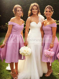 Aline Satin Bridesmaid Dress,Short Bridesmaid Dress,Off the Shoulder Bridesmaid Dress,BD00128