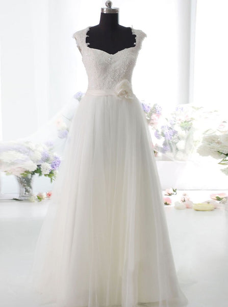 Aline Wedding Dress,Simple Wedding Dress,Tulle Bridal Dress,Ivory Wedding Dress,WD00025