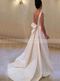 Aline Wedding Dresses,Modest Wedding Dress,Satin Wedding Dress,Open Back Wedding Dress,WD00219