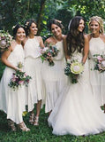 Asymmetrical Bridesmaid Dress,Bridesmaid Dress with Straps,Simple Bridesmaid Dress,BD00037