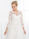 Ball Gown Wedding Dress with Sleeves,Lace Wedding Gown,Floor Length Wedding Dress,WD00020