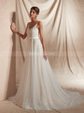 Beach Wedding Dress with Sweep Train,Simple Wedding Dress,WD00359