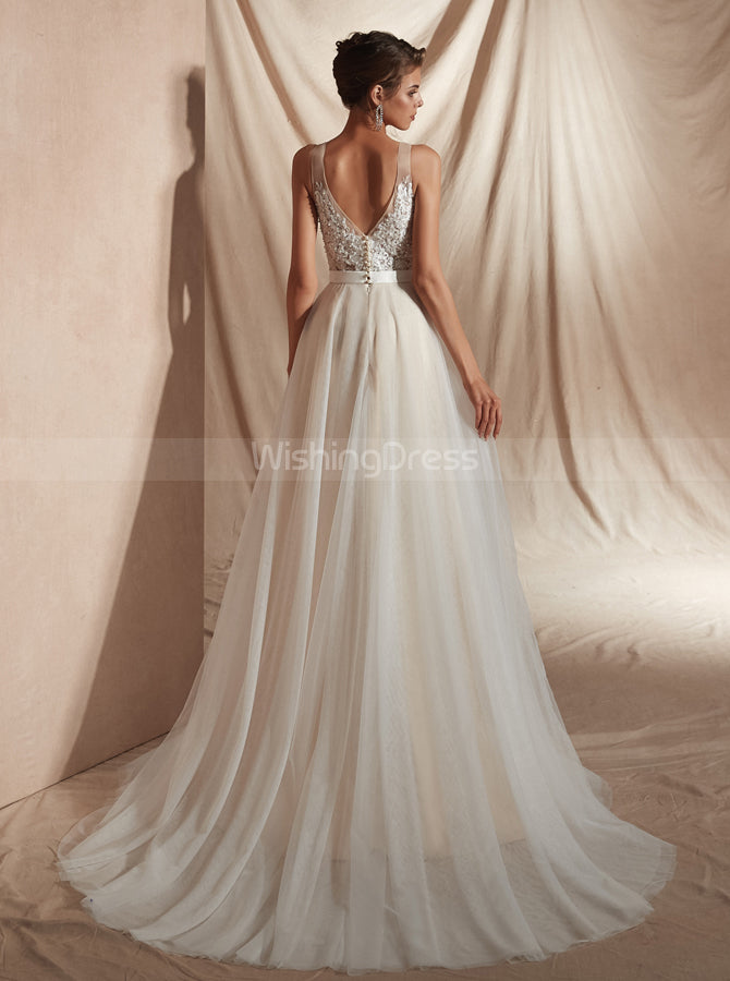 Beach Wedding Dress with Sweep Train,Simple Wedding Dress,WD00359 - Wishingdress Beach Wedding Dress with Sweep Train,Simple Wedding Dress,WD00359 - Wishingdress