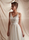 Beach Wedding Dress with Sweep Train,Simple Wedding Dress,WD00359