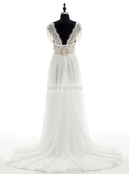 Beach Wedding Dresses,Beaded Chiffon Wedding Dress,Boho Wedding Dress,WD00101