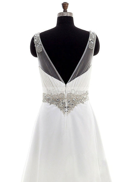 Beach Wedding Dresses,Chiffon Wedding Dress,Summer Wedding Dress,Vneck Bridal Dress,WD00230