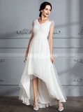 Beach Wedding Dresses,High Low Wedding Dress,Wedding Dress with Sleeves,WD00293