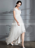 Beach Wedding Dresses,High Low Wedding Dress,Wedding Dress with Sleeves,WD00293