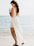 Beach Wedding Dresses,Lace Chiffon Wedding Dress,Romantic Wedding Dress,WD00372