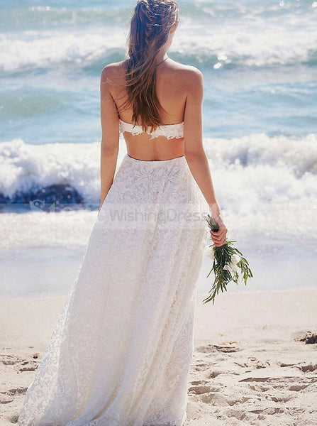 Beach Wedding Dresses,Lace Wedding Dresses,Open Back Wedding Dress,Sexy Bridal Dress,WD00126