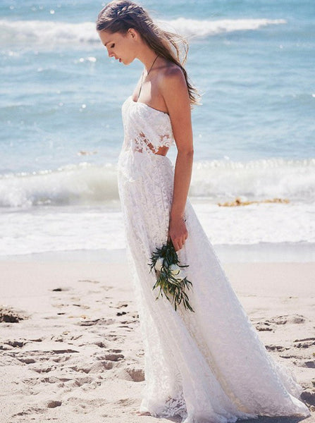 Beach Wedding Dresses,Lace Wedding Dresses,Open Back Wedding Dress,Sexy Bridal Dress,WD00126