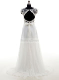 Beach Wedding Dresses,Wedding Dress with Short Sleeves,Backless Wedding Dress,WD00258
