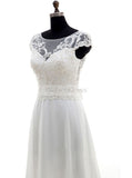 Beach Wedding Dresses,Wedding Dress with Short Sleeves,Backless Wedding Dress,WD00258