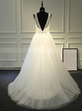Beaded Tulle Wedding Dresses,Long Destination Wedding Dress,WD00377