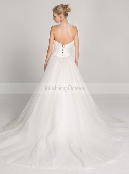Beaded Wedding Dresses,Aline Wedding Dress,Tulle Wedding Gown,Simple Wedding Dress,WD00015