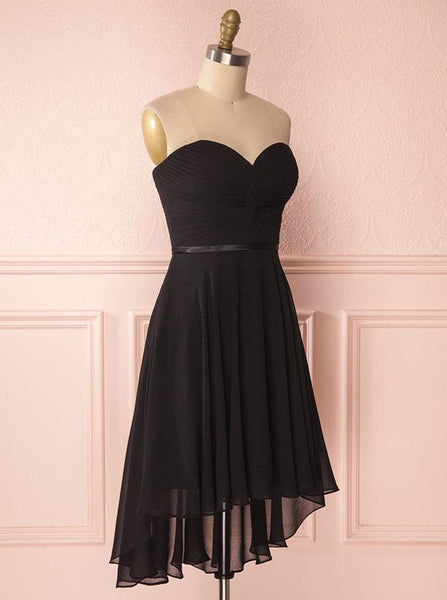 Black Bridesmaid Dress,Short Bridesmaid Dress,Chiffon Bridesmaid Dress,BD00190