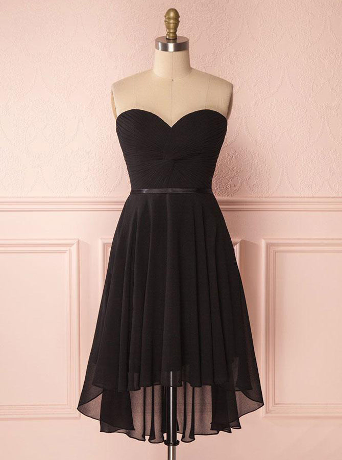 Black Bridesmaid Dress,Short Bridesmaid Dress,Chiffon Bridesmaid  Dress,BD00190