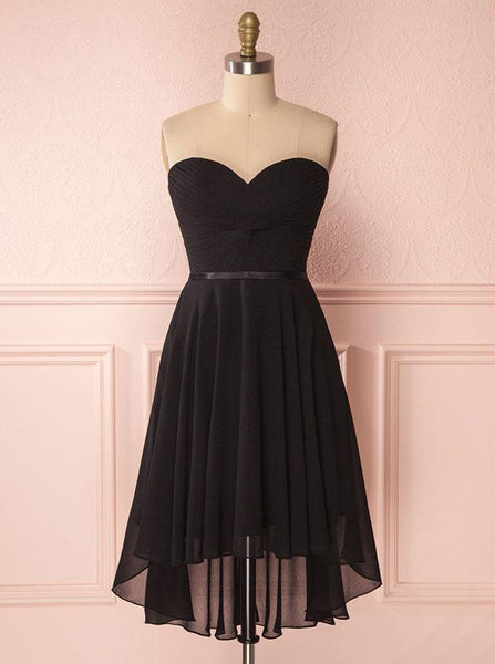 Black Bridesmaid Dress,Short Bridesmaid Dress,Chiffon Bridesmaid Dress,BD00190