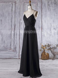 Black Bridesmaid Dresses,Ruched Bridesmaid Dresses,BD00366