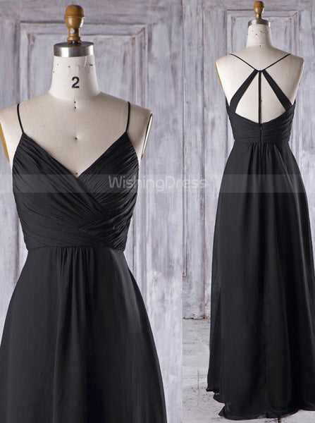 Black Bridesmaid Dresses,Ruched Bridesmaid Dresses,BD00366