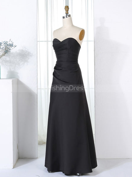 Black Bridesmaid Dresses,Satin Strapless Bridesmaid Dress,Lace Up Bridesmaid Dress,BD00294