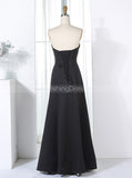Black Bridesmaid Dresses,Satin Strapless Bridesmaid Dress,Lace Up Bridesmaid Dress,BD00294