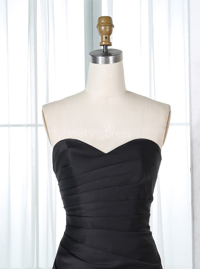 Black Bridesmaid Dresses,Satin Strapless Bridesmaid Dress,Lace Up Brid - Wishingdress Black Bridesmaid Dresses,Satin Strapless Bridesmaid Dress,Lace Up Brid - Wishingdress