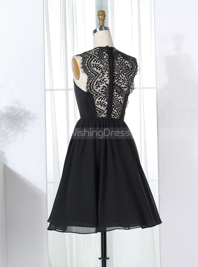 Black Bridesmaid Dresses,Short Bridesmaid Dress,Chiffon Bridesmaid Dress,BD00267 US14 / Red