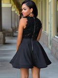 Black Cocktail Dresses,Short Homecoming Dresses,Aline Cocktail Dress,Lace Cocktail Dress,CD00011