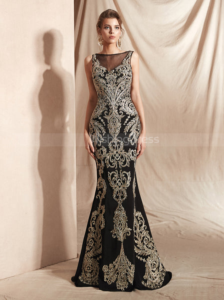 Black Evening Dresses,Formal Lace Prom Dress,PD00413
