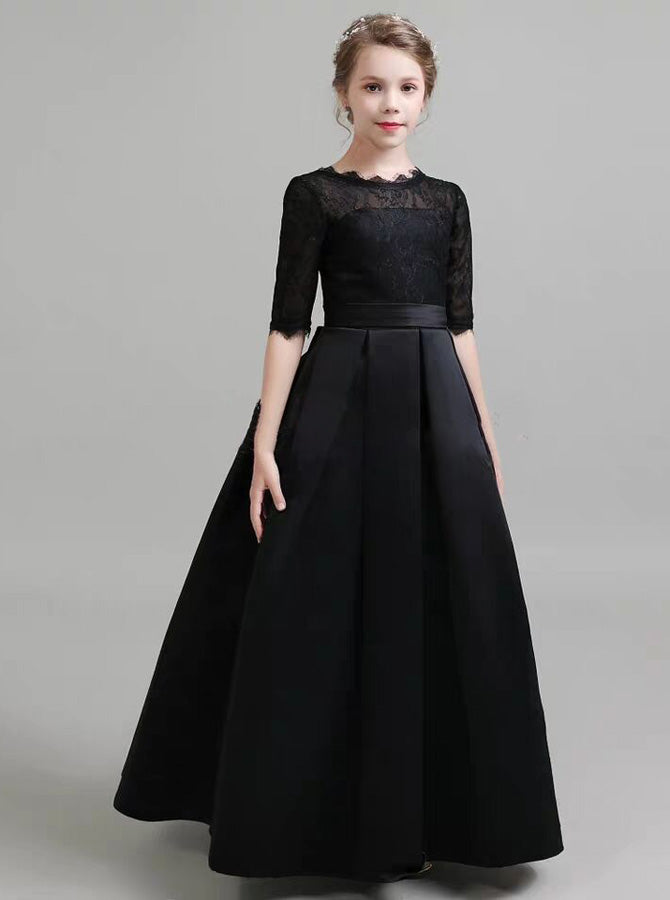 junior bridesmaid dresses with sleeves One-Shoulder Dress Puff Sleeve Bow Sash Hemline/Train Azazie A-Line/Princess Square Neck Floor-Length