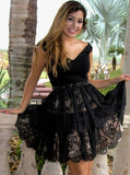 Black Homecoming Dress,Lace Homecoming Dresses,Modest Homecoming Dress,HC00046
