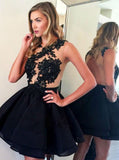 Black Homecoming Dresses,Backless Homecoming Dresses,Short Homecoming Dress,HC00075