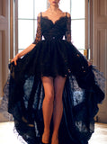 Black Homecoming Dresses,High Low Homecoming Dress,Lace Homecoming Dress,HC00083