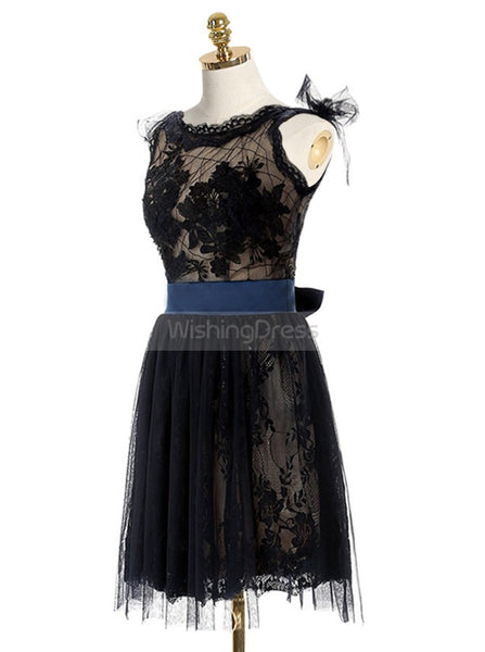 Black Homecoming Dresses,Lace Homecoming Dress,Backless Homecoming Dress,HC00022