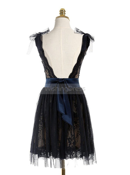 Black Homecoming Dresses,Lace Homecoming Dress,Backless Homecoming Dress,HC00022