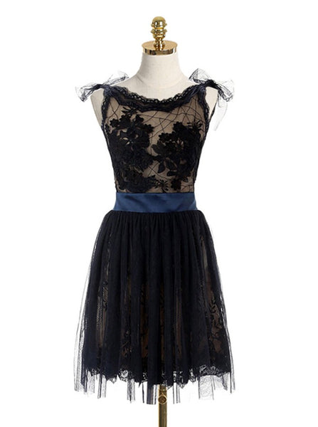 Black Homecoming Dresses,Lace Homecoming Dress,Backless Homecoming Dress,HC00022