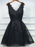 Black Homecoming Dresses,Lace Homecoming Dress,Little Black Dresses,Short Homecoming Dress,HC00030