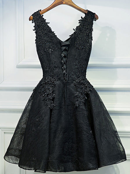 Black Homecoming Dresses,Lace Homecoming Dress,Little Black Dresses,Short Homecoming Dress,HC00030