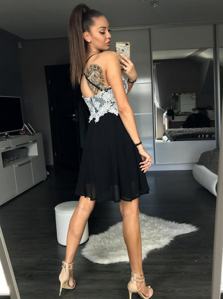 Black Homecoming Dresses,Little Black Dress,Homecoming Dress with Straps,Short Party Dress,HC00003