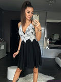 Black Homecoming Dresses,Little Black Dress,Homecoming Dress with Straps,Short Party Dress,HC00003